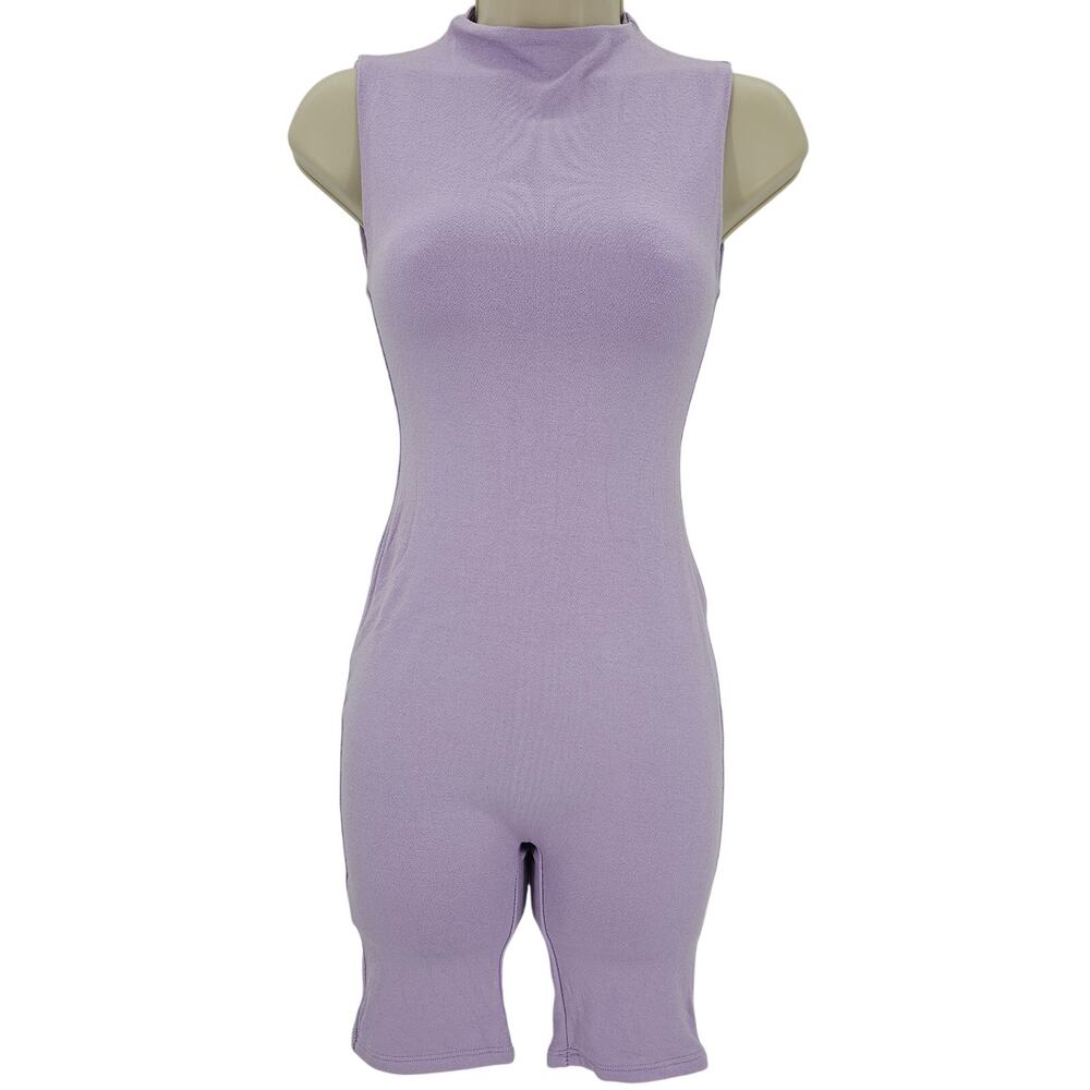 Naked Wardrobe Baby Mama Womans size S Sleeveless Maternity Romper Purple NEW